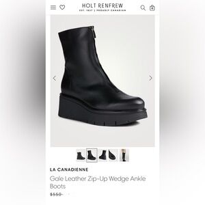 La Canadienne Gale Zip Up Black Platform Winter Ankle Boots 9.5